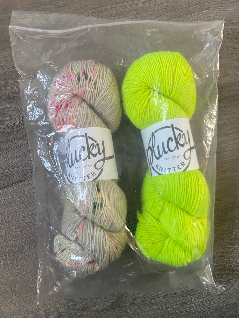 Plucky Knitter, yarn lot - two skeins, 385y/100g, 100% sw merino cashmere nylon